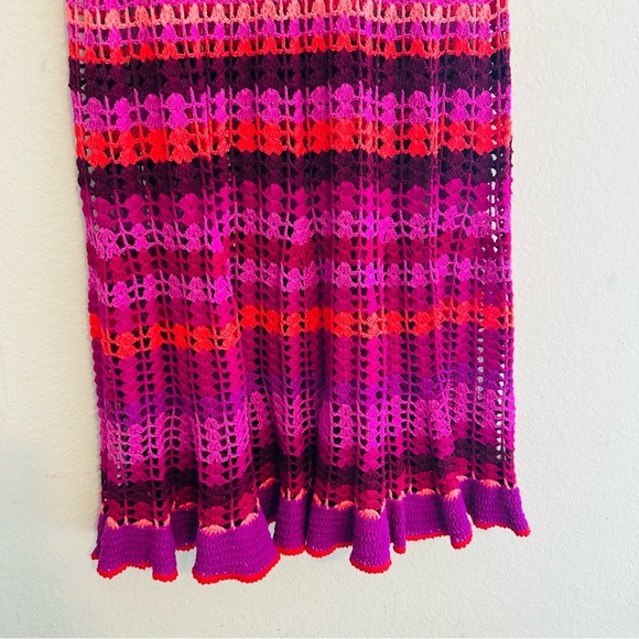 VTG Betsey Johnson Crochet Cover-Up Dress S Boho Y2K Festivalcore Rare Colorful - Picture 7 of 14